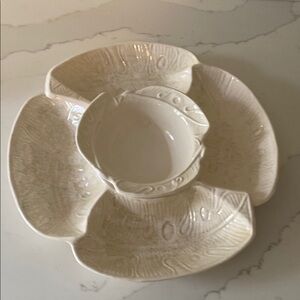 Vintage Cal Style Pottery Ceramic Appetizer Dish 3-piece 298